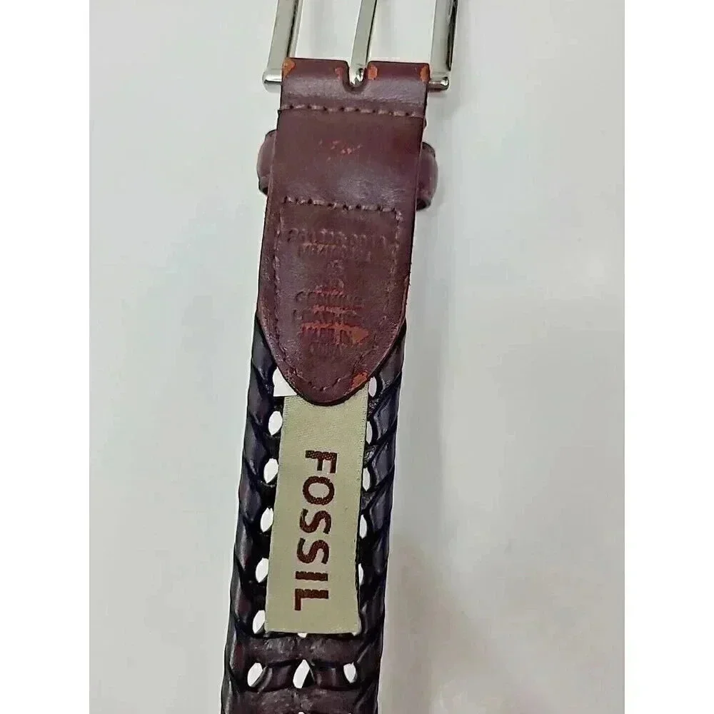 Fossil Genuine Leather Belt Brown Weave Men's Size 38